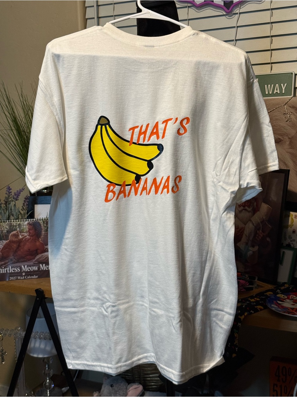 New Custom Gildan White T‑Shirt with Yellow Banana Graphic and Orange Text